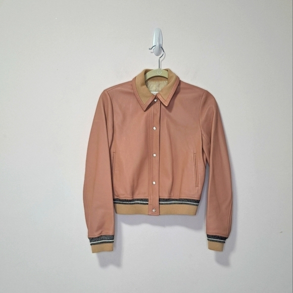 Sandro Paris lambs leather bomber jacket pink small - Picture 4 of 13